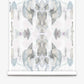 Abstract symmetrical ink blot design in shades of gray and blue on a white background, resembling a high-end Madagascar Wallpaper||Mist Rorschach test pattern.
