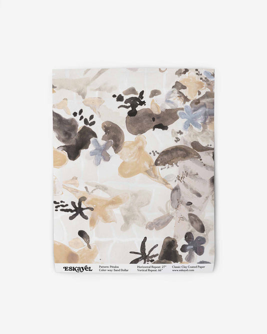 Wallpaper swatch image of Pétalos Sand Dollar – a neutral colorway of pearl, cream, and oyster tones | Eskayel