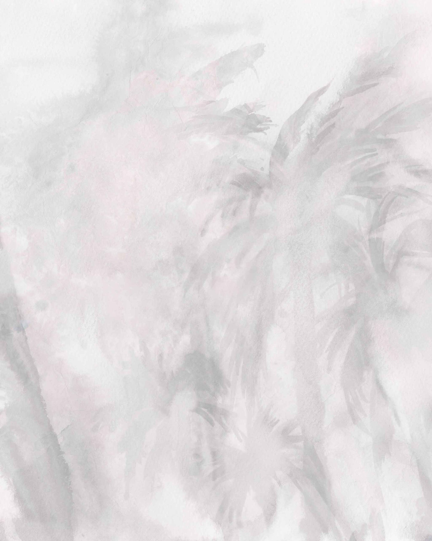 Abstract Reflettere Wallpaper Mural||Alba of blurred palm trees in soft shades of pink and gray, evoking the serene ambiance of Southern California.
