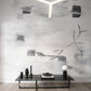 Eskayel's Sedge Wallpaper Mural with an abstract design and neutral palette is showcased in an open space..