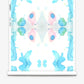 Abstract watercolor pattern with symmetrical blue and pink blotches displayed on Splash Wallpaper||Pool on an easel.