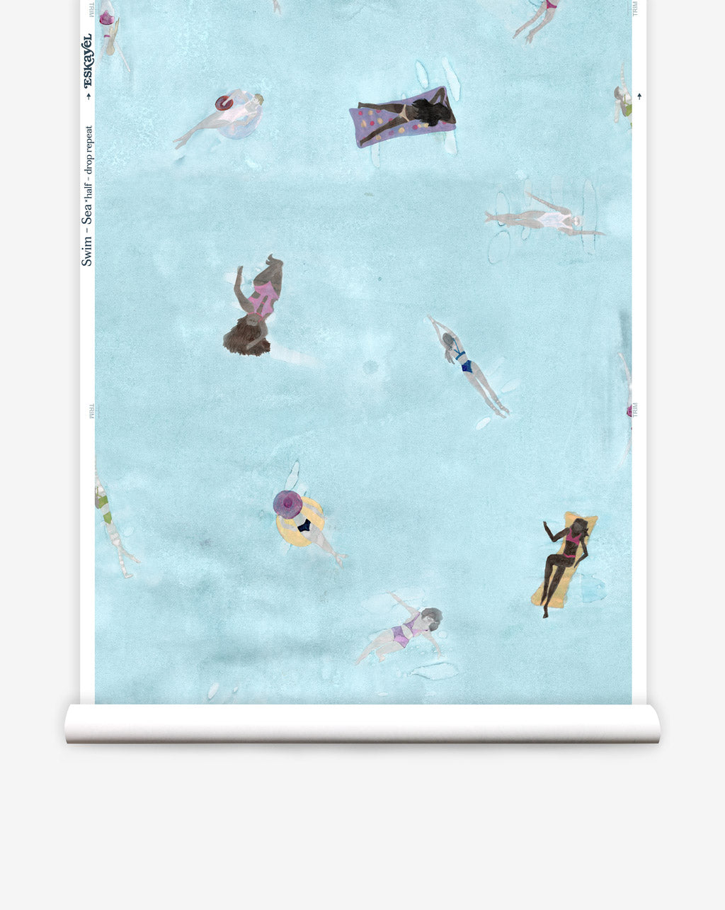 Swim in the Sea colorway is a luxurious wallpaper in light blue.