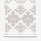 A roll of luxury wallpaper from The Dance Wallpaper||Cloud featuring a symmetrical, floral pattern in muted gray and white tones.