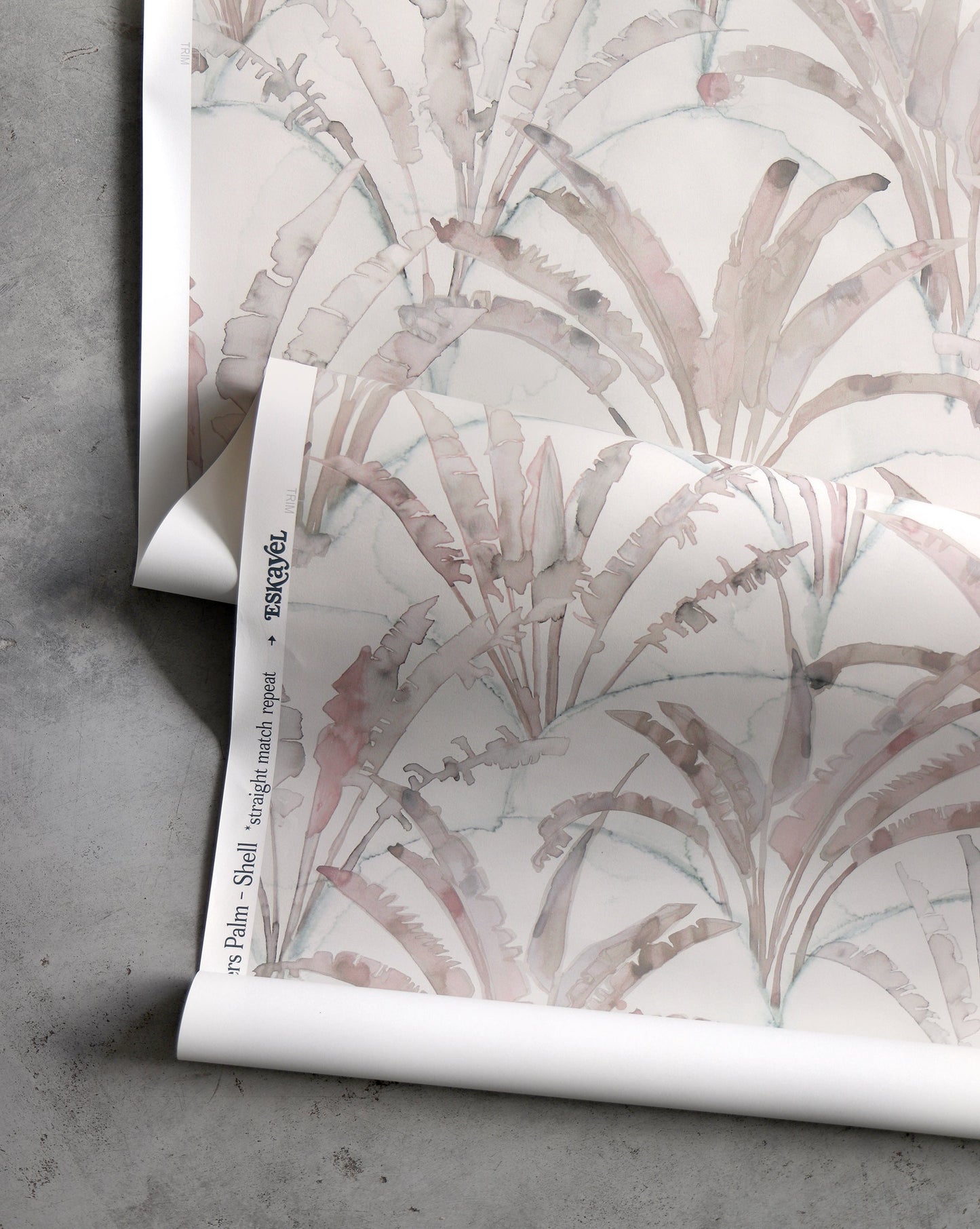 A pink floral pattern on Travelers Palm Wallpaper Shell
