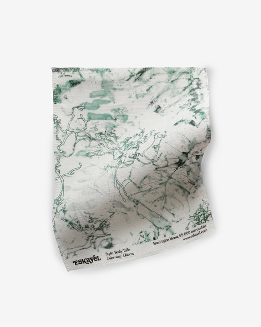 A green and white map on a piece of fabric, Alternate Fabric Ground Samples Assorted blend