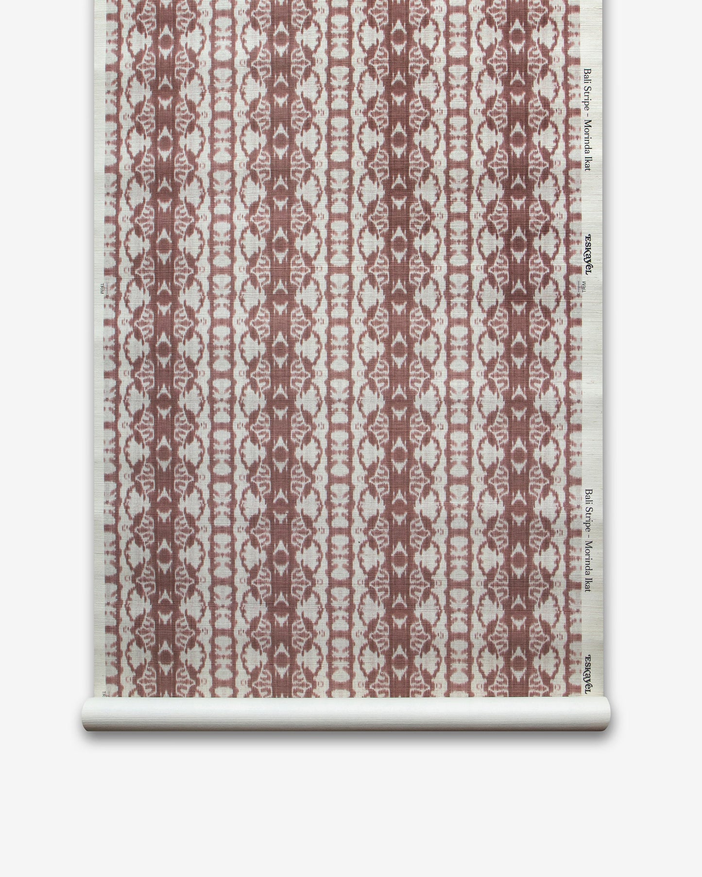 A roll of Bali Stripe Grasscloth wallcoverings with a Bali Stripe pattern.