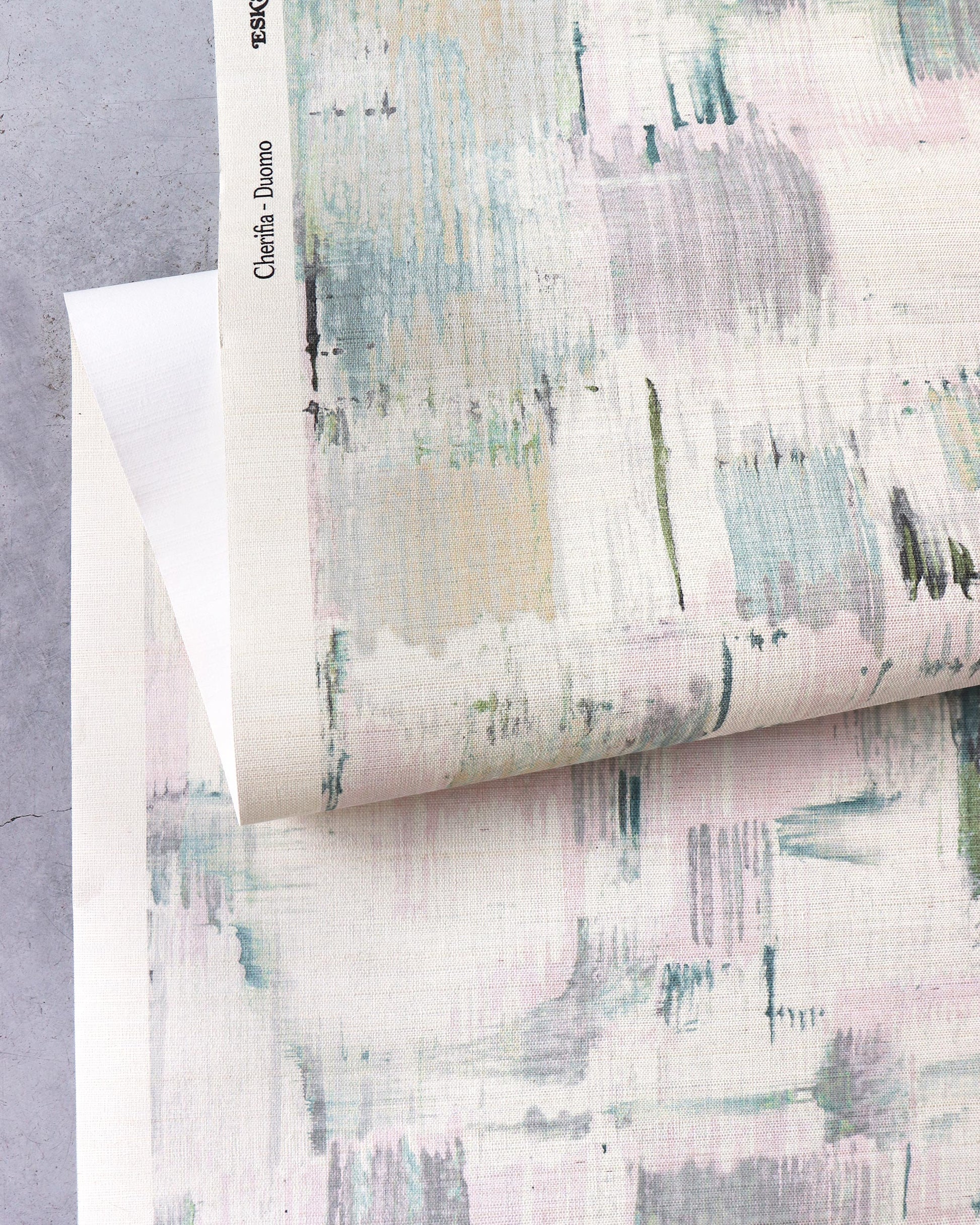 A piece of wallpaper with a Cherifia Grasscloth Duomo pattern abstract painting on it