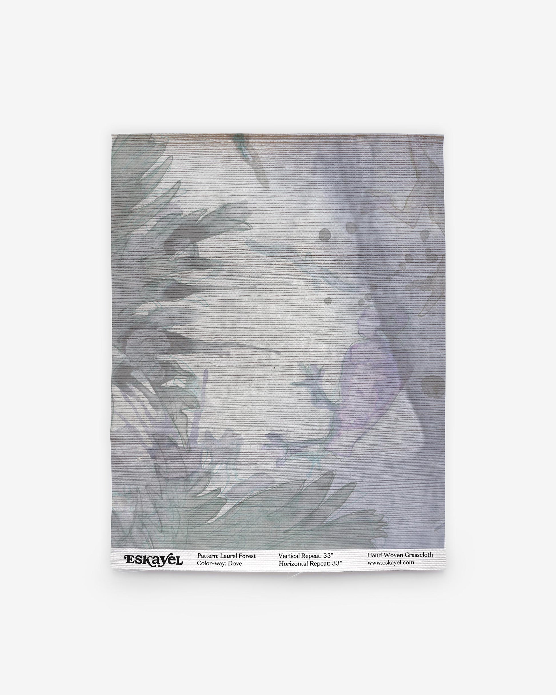 An image of a purple flower in a Laurel Forest Grasscloth Dove, creating a tropical atmosphere