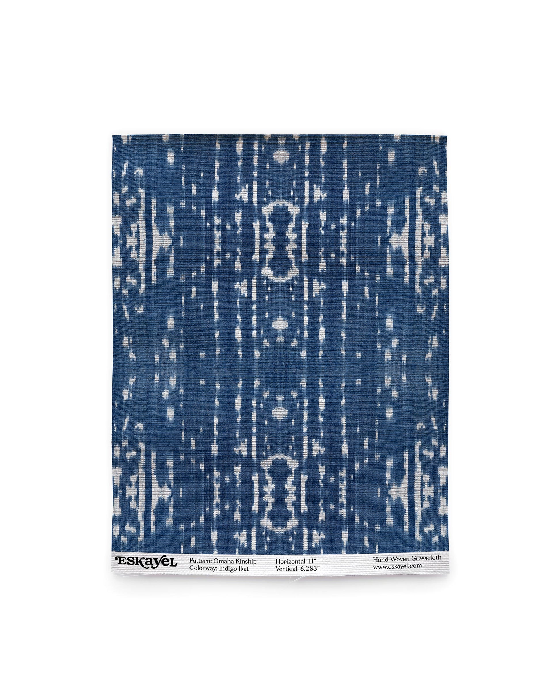 An Omaha Kinship Grasscloth pattern on a blue background