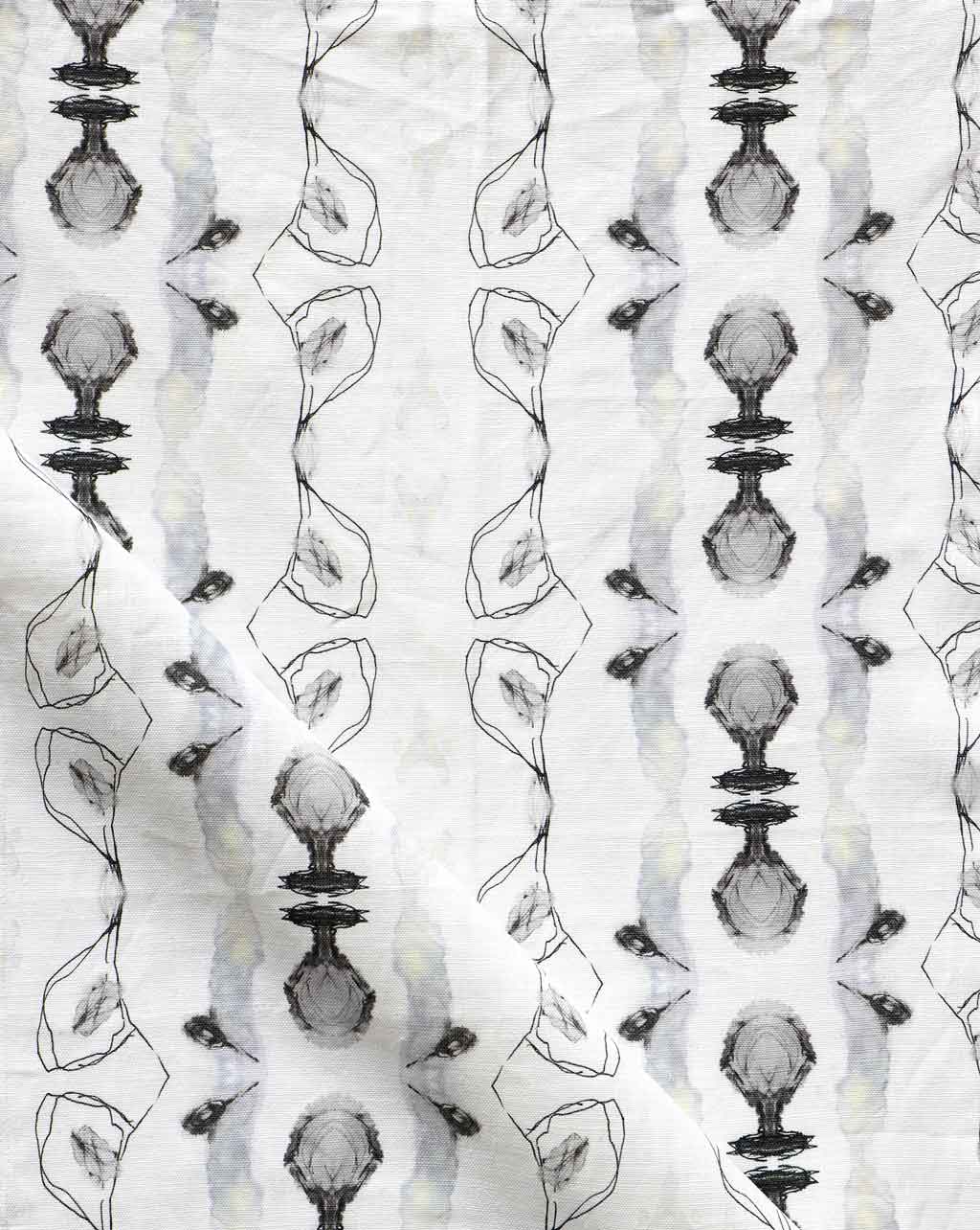 A Bali Stripe Fabric Ice with a black and white pattern