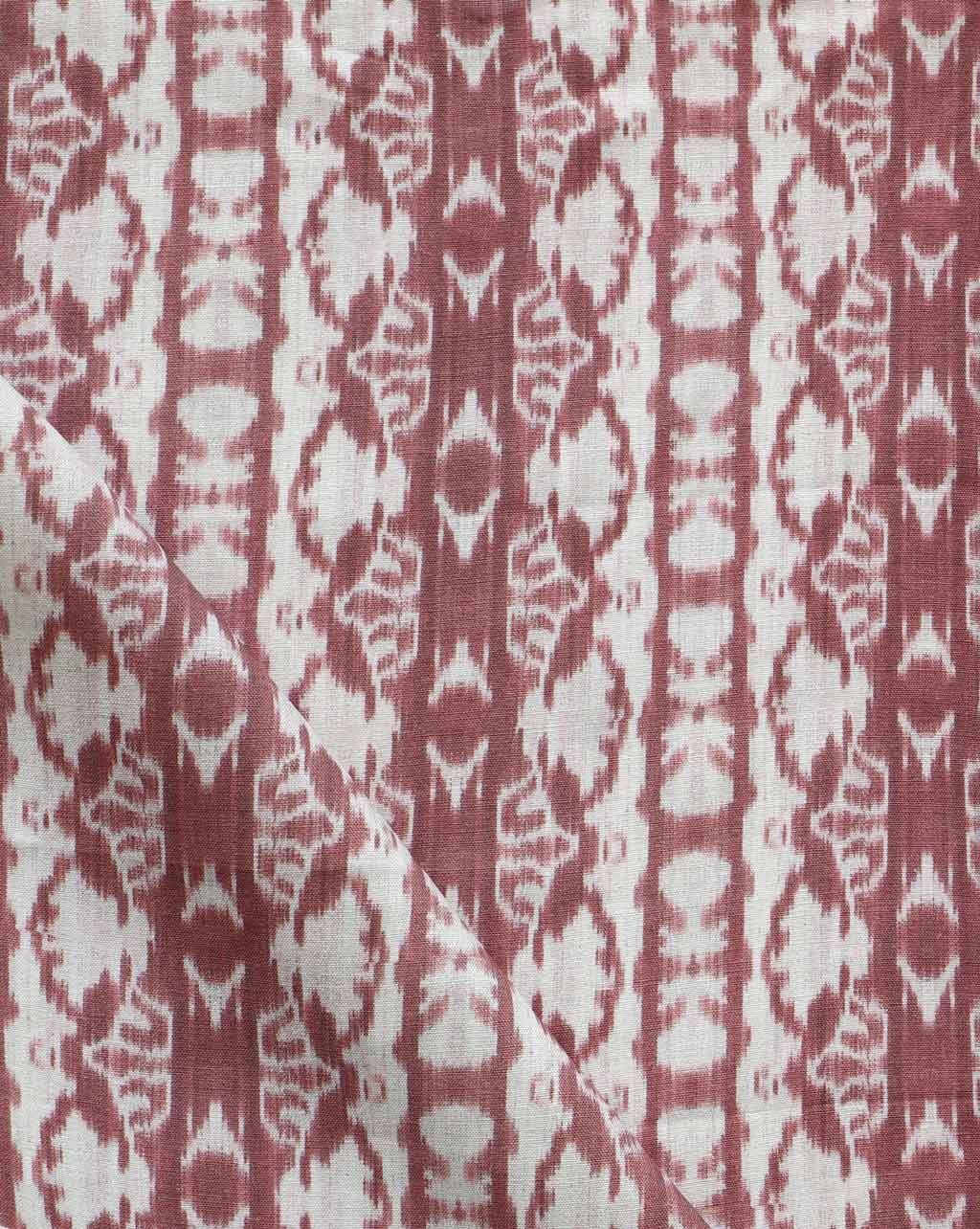 A red and white Bali Stripe Fabric with a geometric pattern offers a high-end and luxurious look.