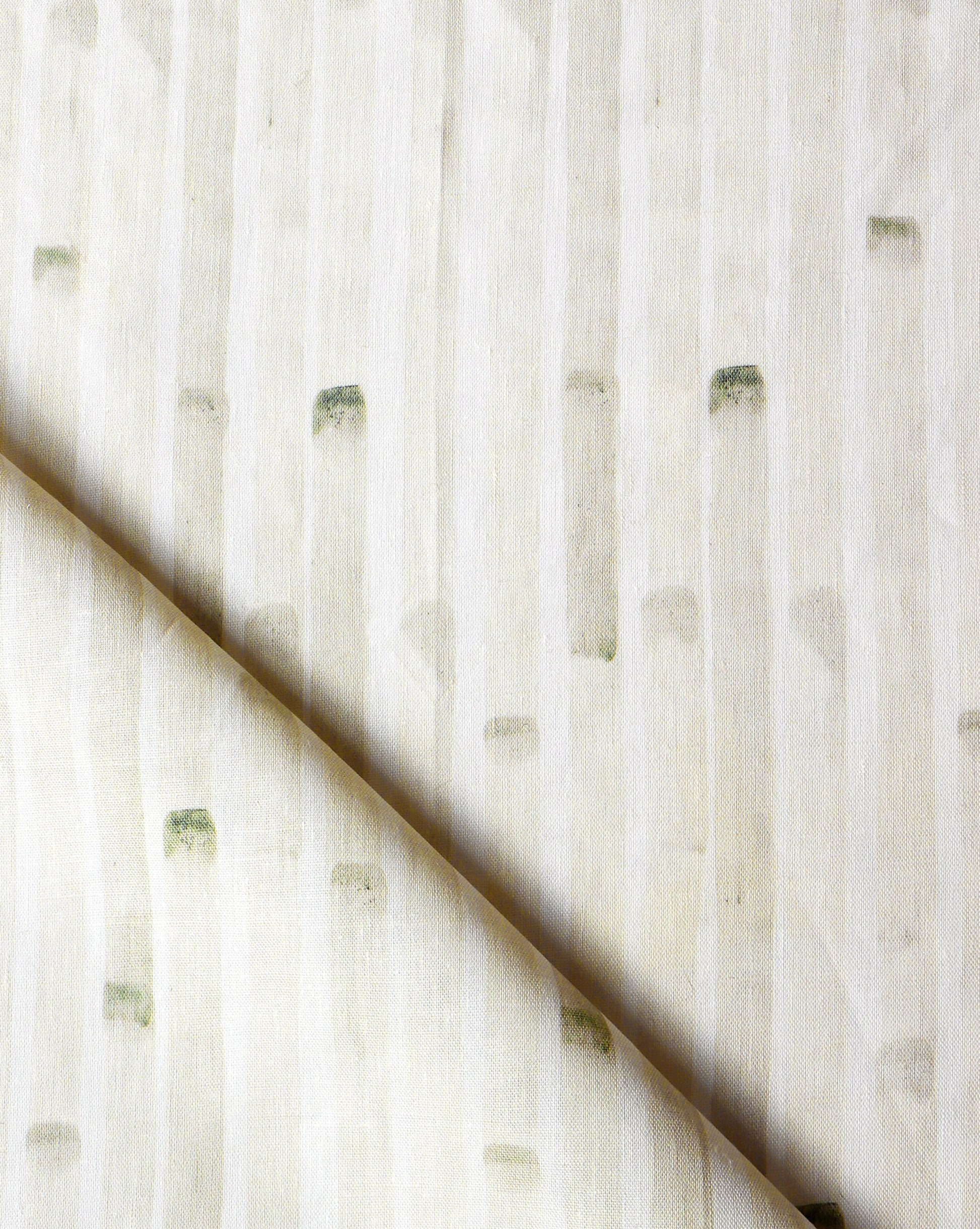 A close up of a high-end Bamboo Stripe Fabric||Sand design by Eskayel.