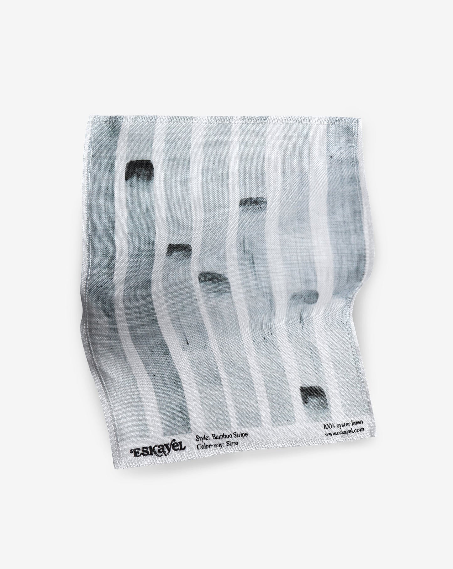 A Bamboo Stripe Fabric Slate with black and white stripes on it