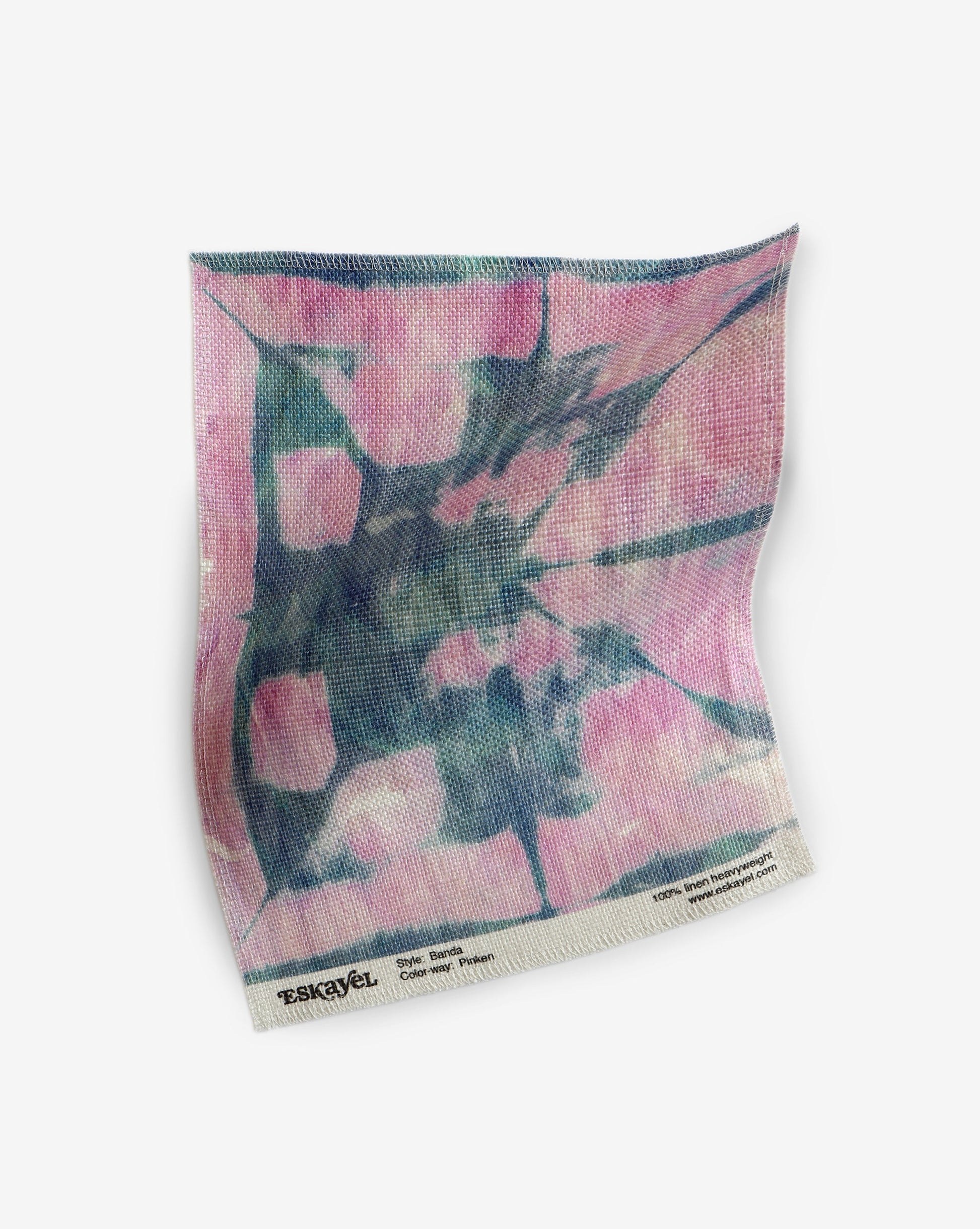 A pink and blue Banda Fabric Sample Pinken design for sample order