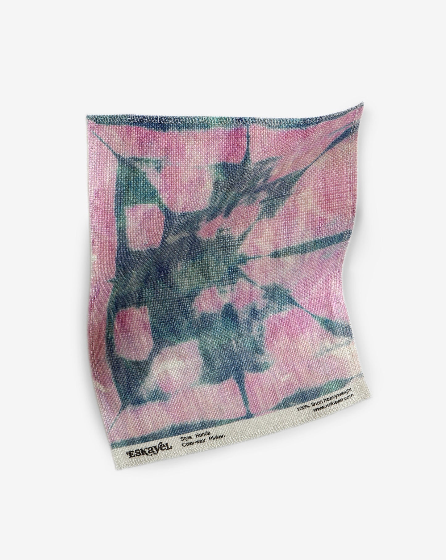 A pink and blue tie-dye design using Eskayel's shibori techniques on Banda Fabric Pinken