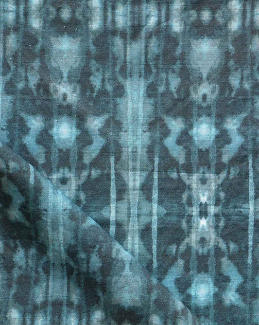 A close up of a blue and black tie dyed Biami Fabric Night