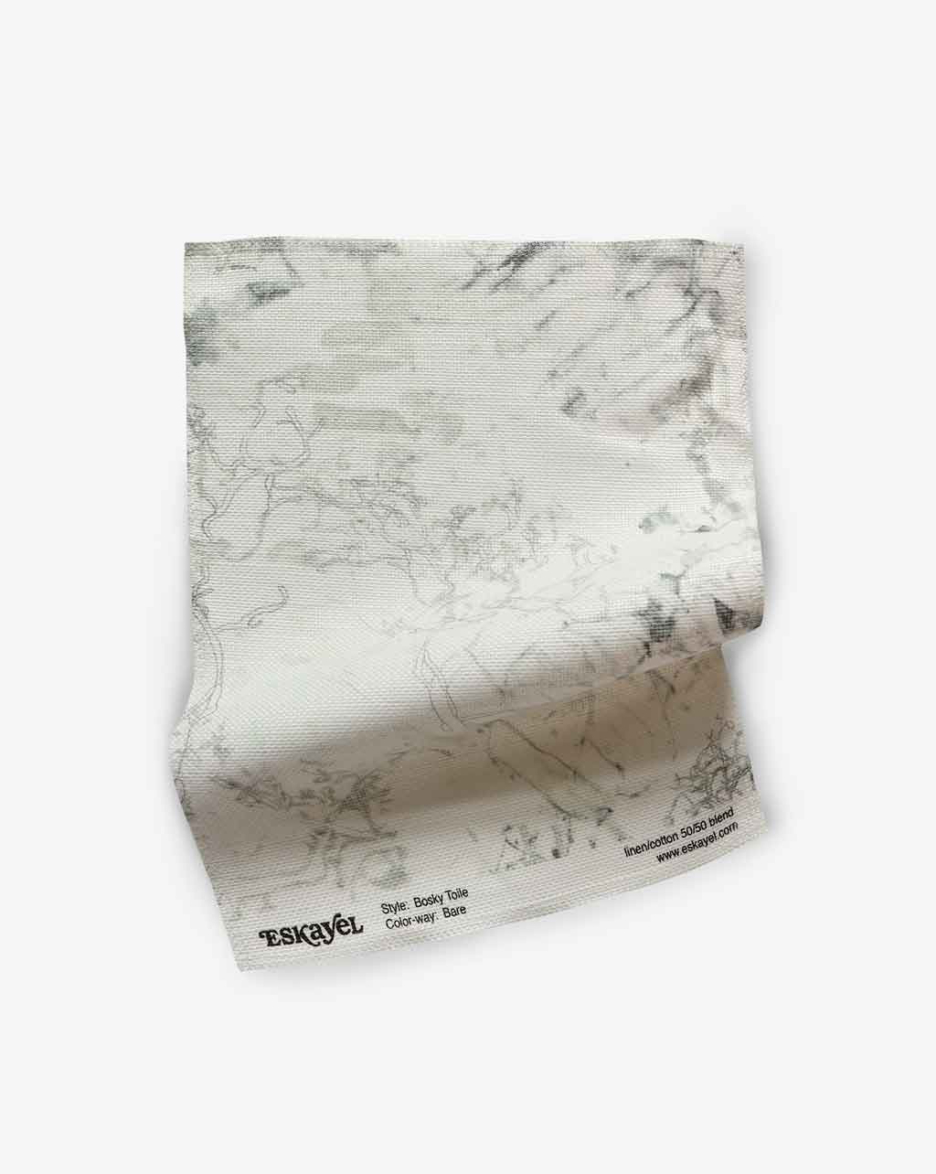 A white piece of Bosky Toile Fabric Bare with a map on it