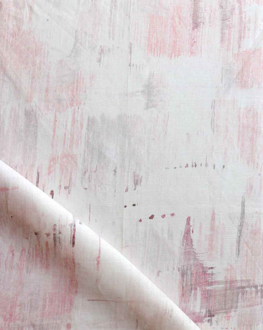 A close up of a luxurious pink and white Cherifia Fabric with the Lumier pattern