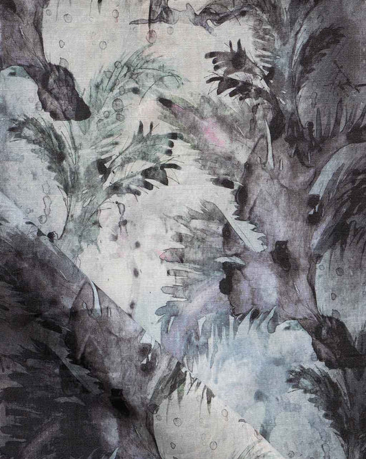 A black and white painting of birds on Cocos Fabric Dove wallpapers