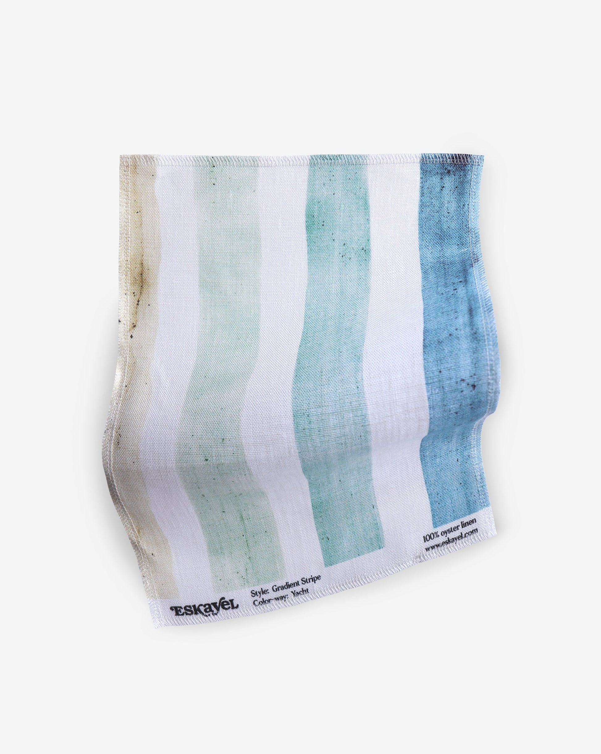 A Gradient Stripe Fabric||Yacht tea towel with blue and green gradient stripes.