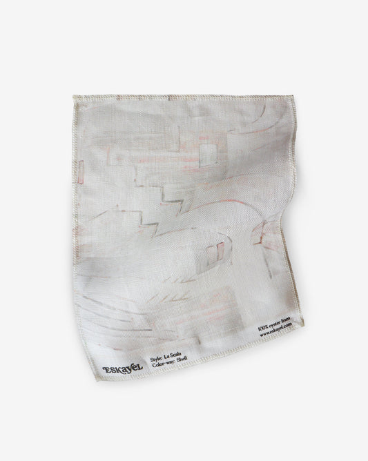 A La Scala Fabric Sample Shell with a map on it can be ordered as a sample