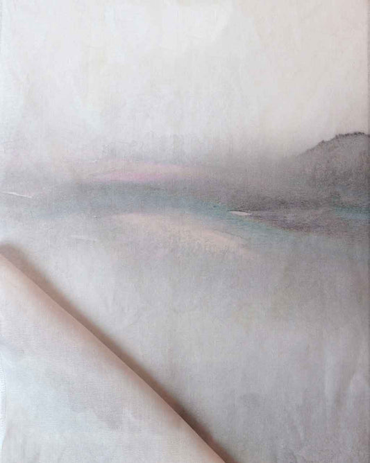 A painting from Eskayel's Lily's View Fabric||Dusk Collection on a white sheet of paper.