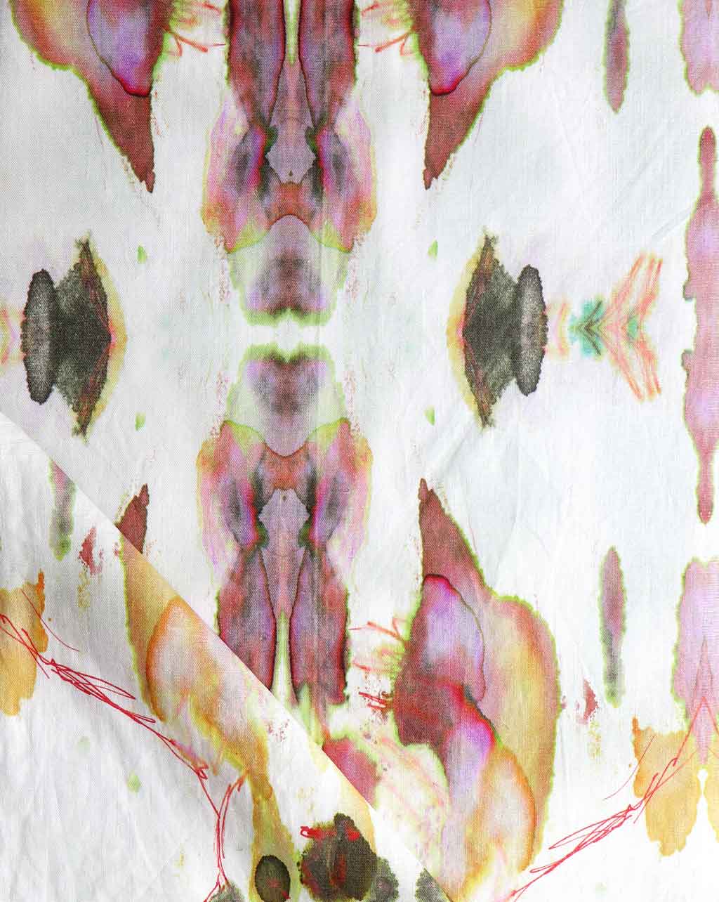 A close up of Eskayel's Madagascar Fabric Bay with flowers on it