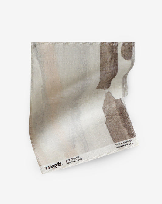 Abstract Majorelle Lumeir Fabric sample in shades of pink, beige, and brown | Eskayel
