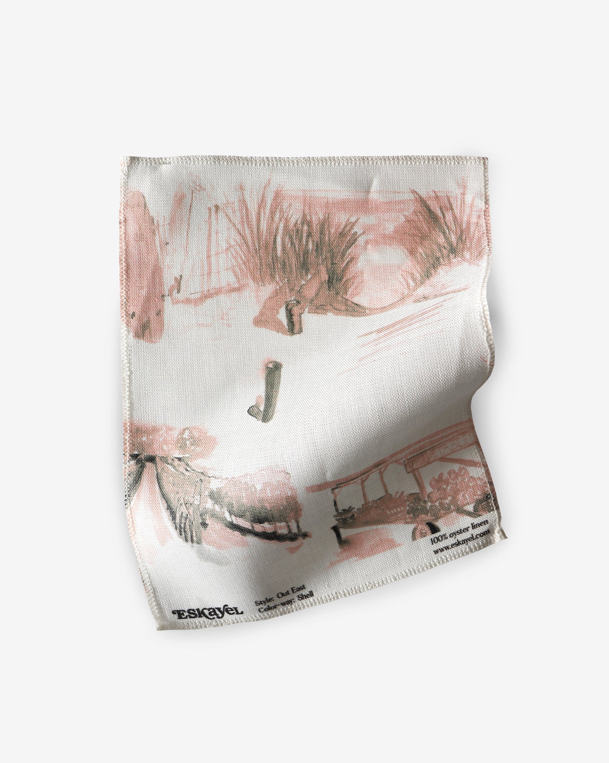 A Out East Fabric Shell fabric with a pink and brown toile pattern
