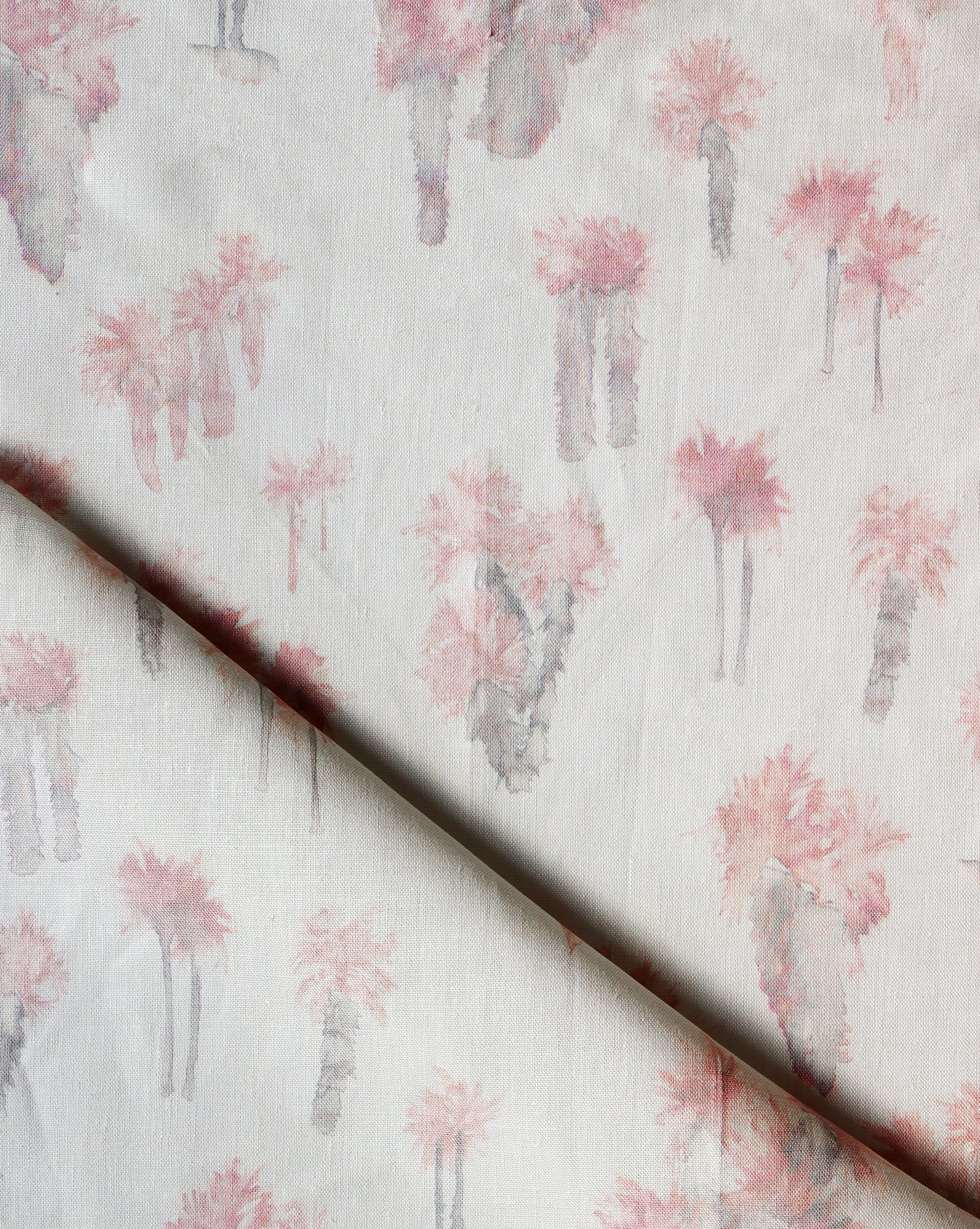 A luxury fabric with Perfect Palm Fabric Coral on it