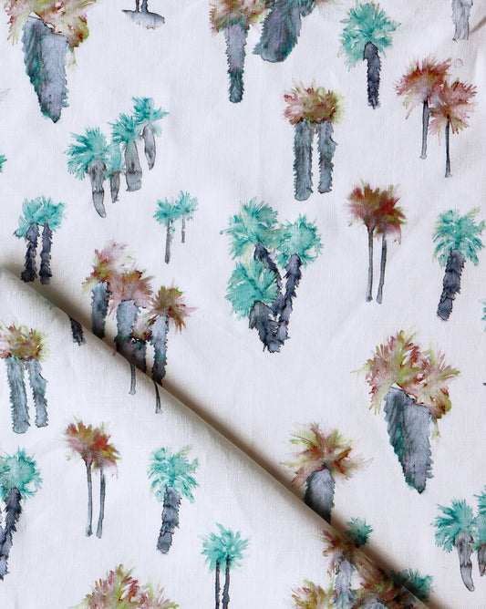 A luxury Perfect Palm Fabric Pool with palm trees in a watercolor style