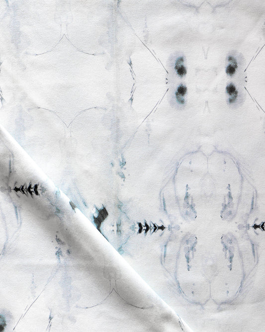 A Polar Pedigree Fabric in Greyscale, with a custom design on it