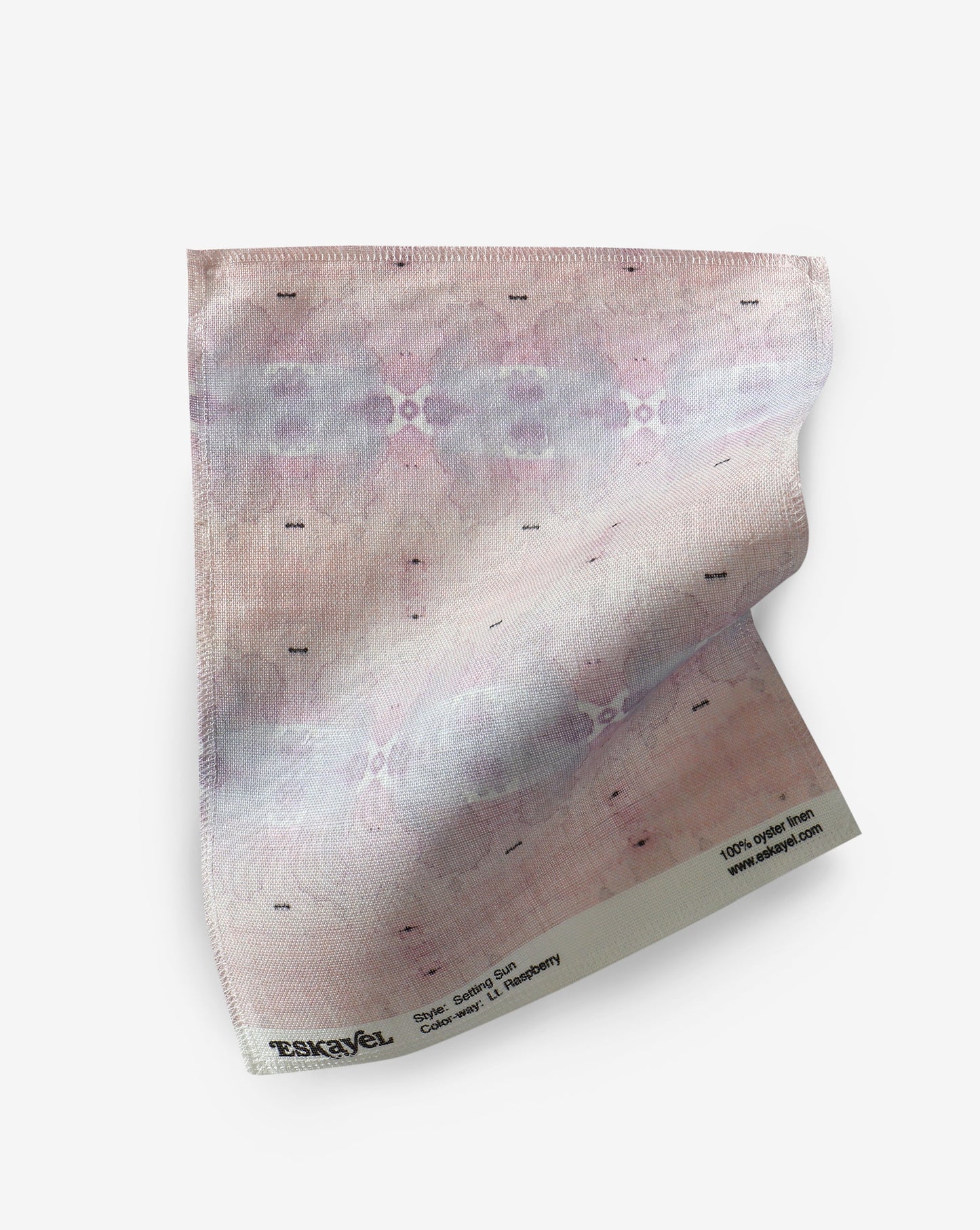 A pink and white abstract design with a Setting Sun Fabric Light Raspberry pattern on it