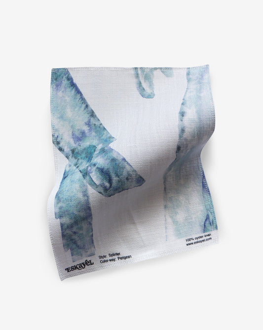 A Splinter Fabric Sample fabric with a blue and white design on it