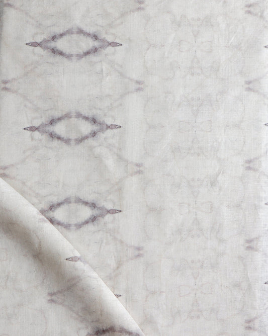 A white and gray luxury fabric with a pattern from The Knitting Fabric Rooster Collection