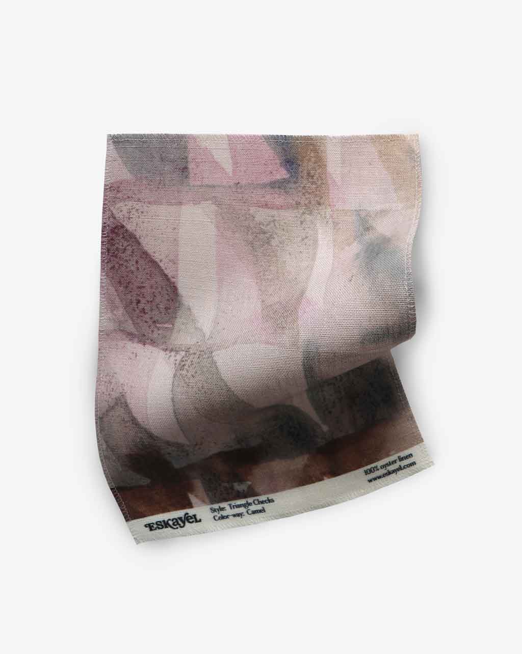A pink patterned piece of Triangle Checks Fabric Camel from the Triangle Checks collection