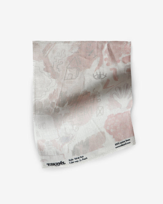 A Vol de Nuit Fabric Sample||Light Peach handkerchief on a white background is available to order.
