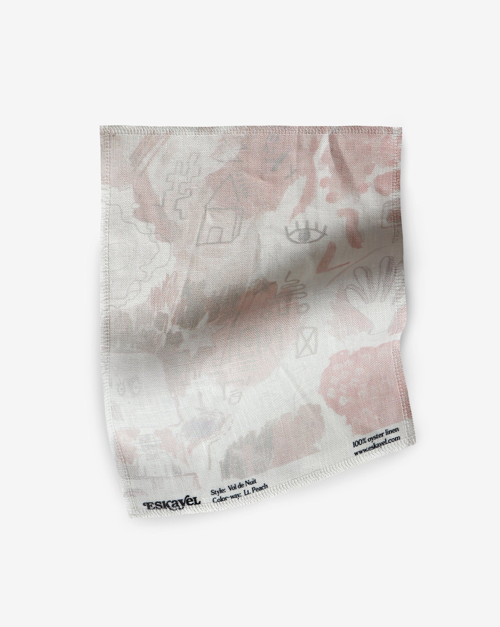 A Vol de Nuit Fabric Light Peach luxury fabric on a white background