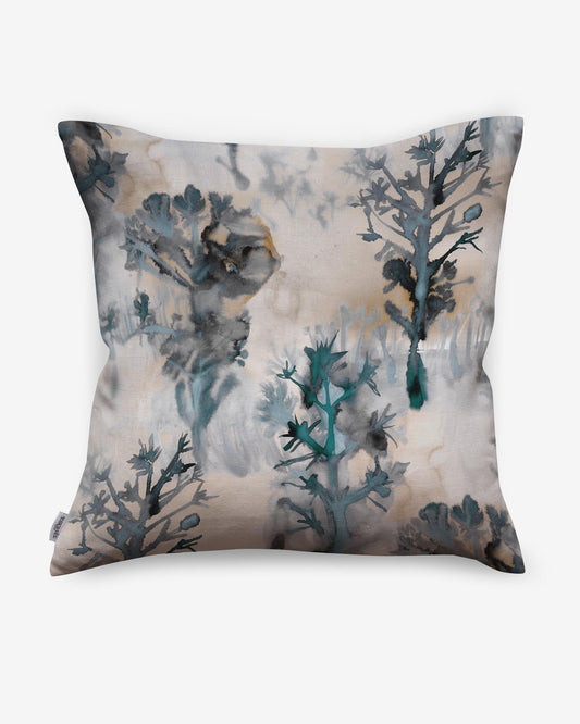 A luxurious Aionas Pillow adorned with exquisite watercolor trees