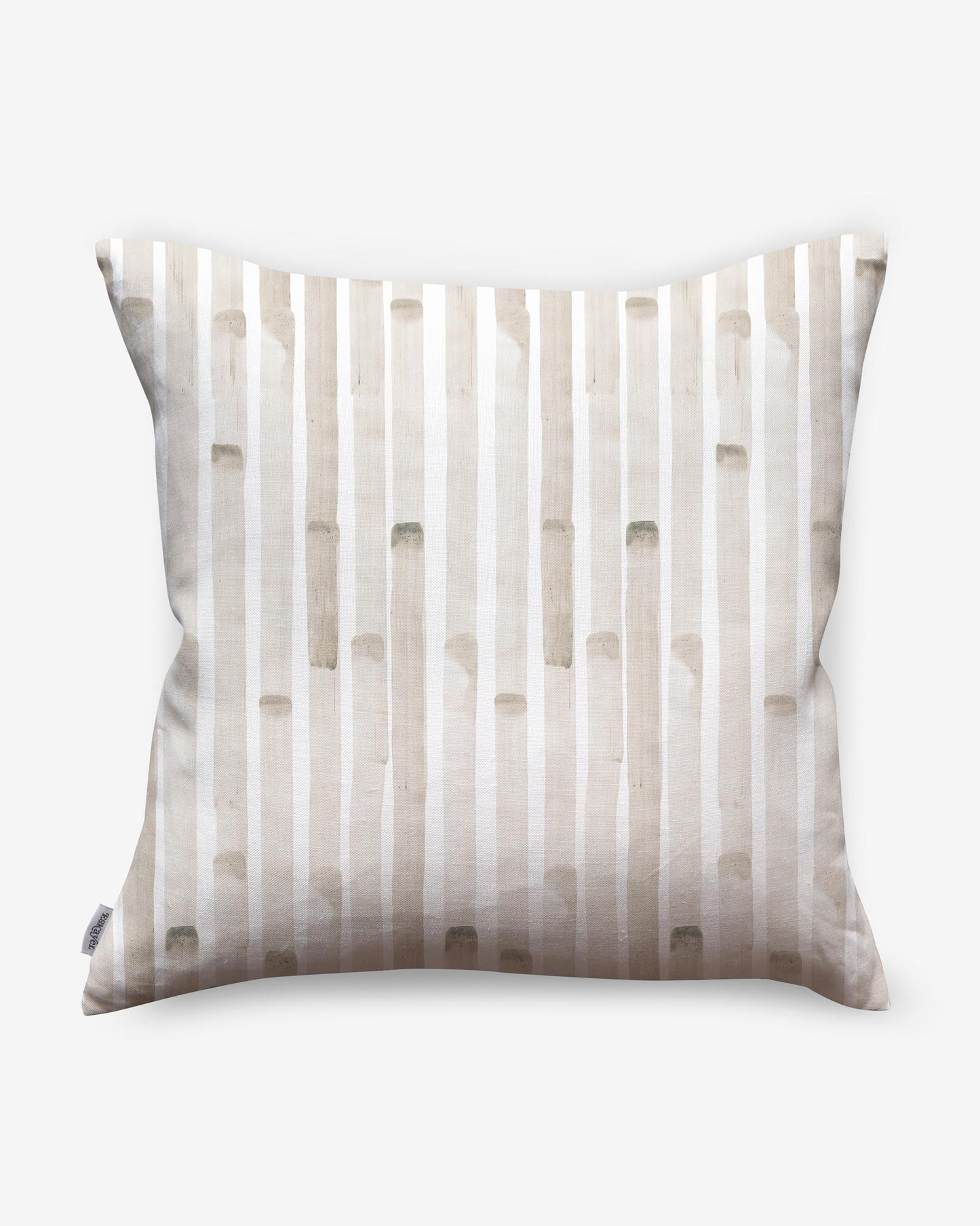 A Bamboo Stripe Pillow Sand with beige and white stripes on it