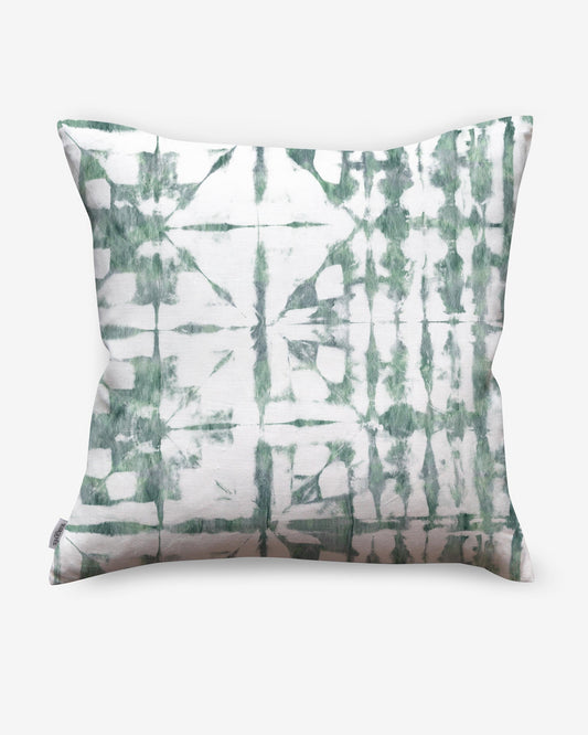 A green and white Banda Pillow||Chloros with a tie-dye pattern by Eskayel.