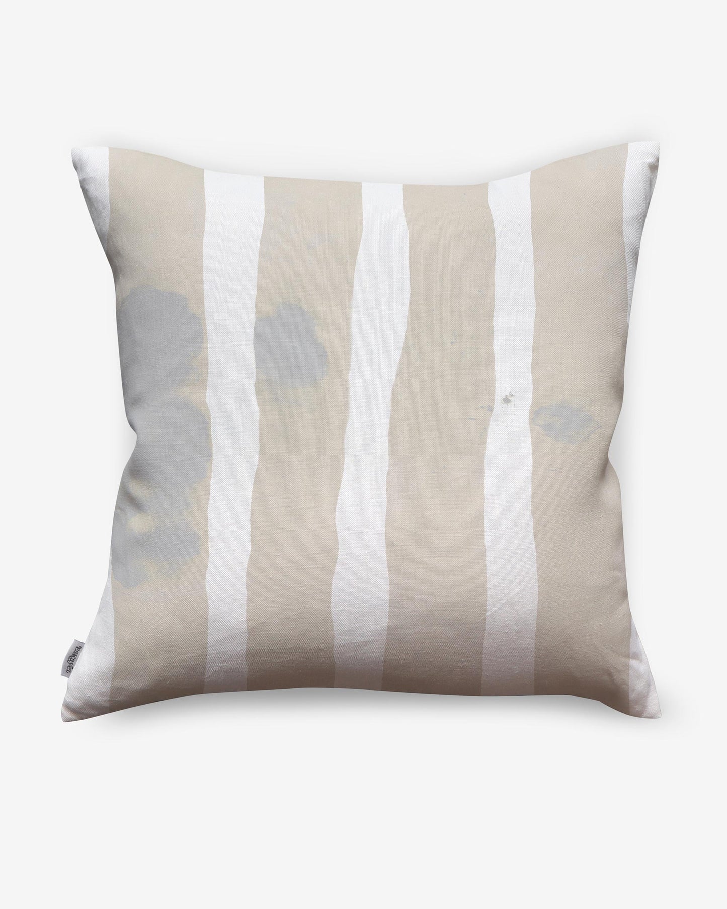 A Bold Stripe Pillow Sand with striped patterns that combine beige and white colors on it