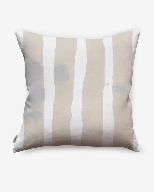 A Bold Stripe Pillow Sand with striped patterns that combine beige and white colors on it