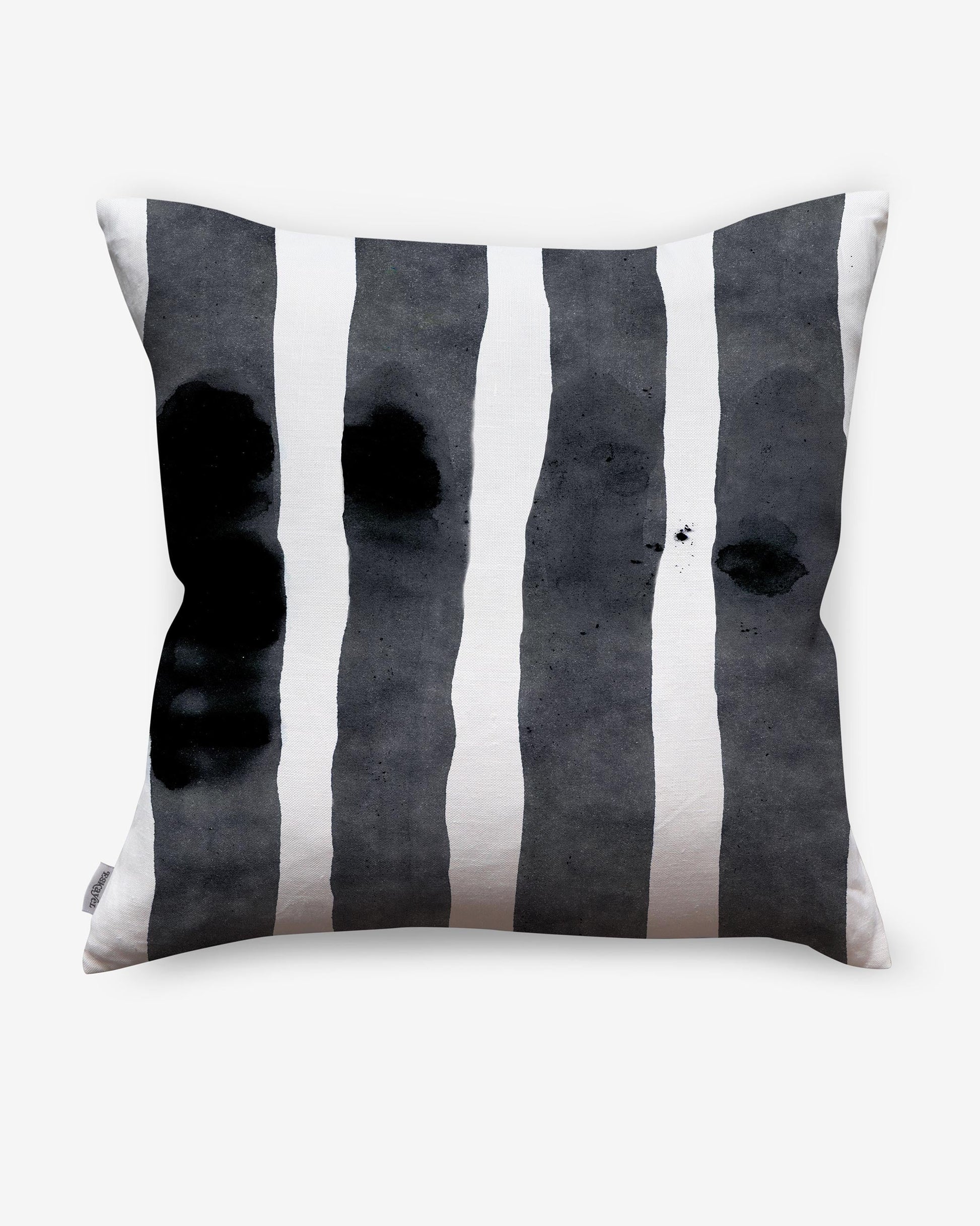 A Bold Stripe Pillow Slate, with nautical colors and stripes, providing an inky style