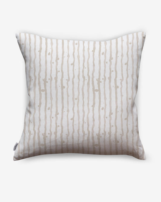 A beige and white stripe pattern Drippy Stripe Pillow Sand with Drippy Stripe design