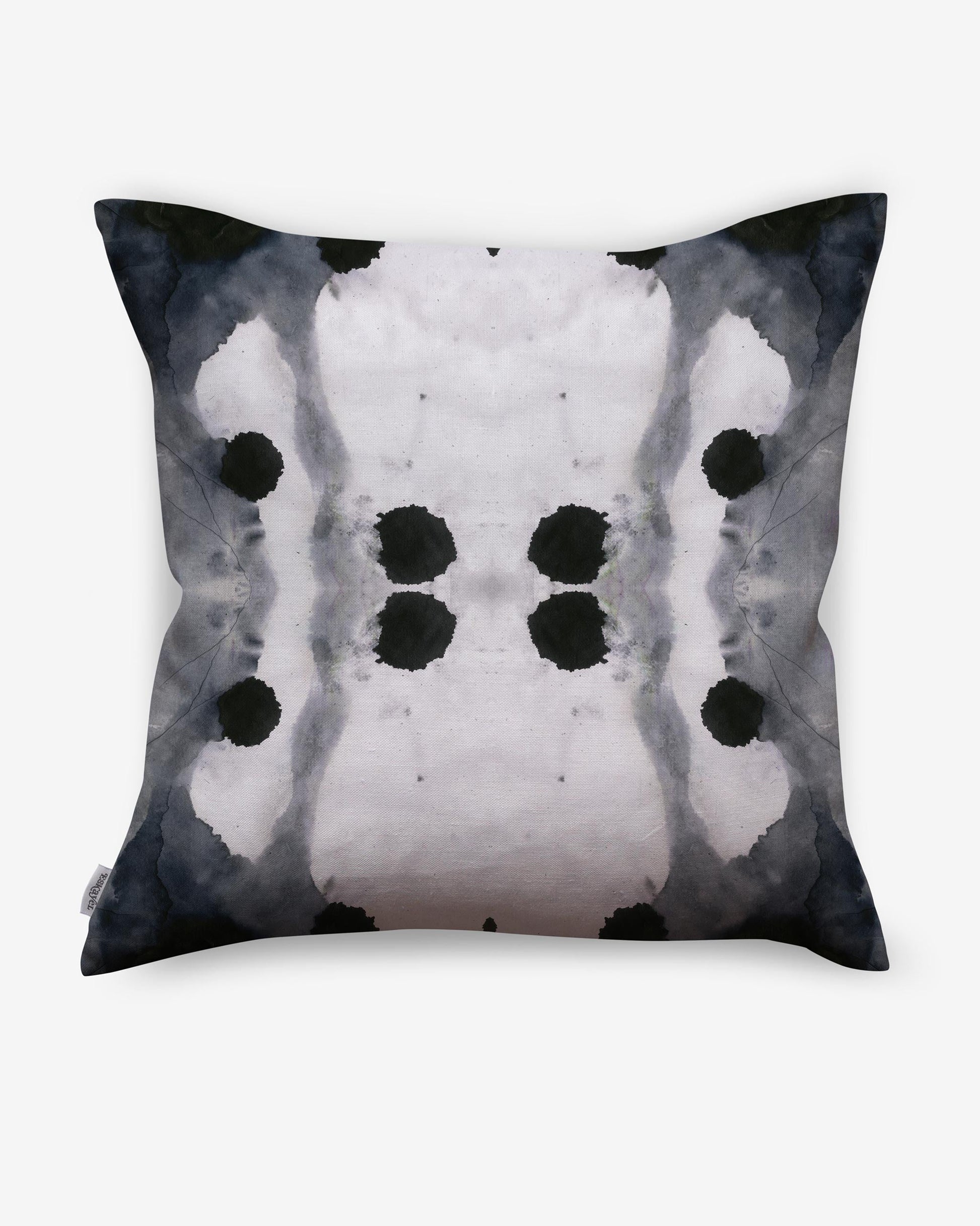 A black and white Dynasty Pillow Indigo with a Tuscany design