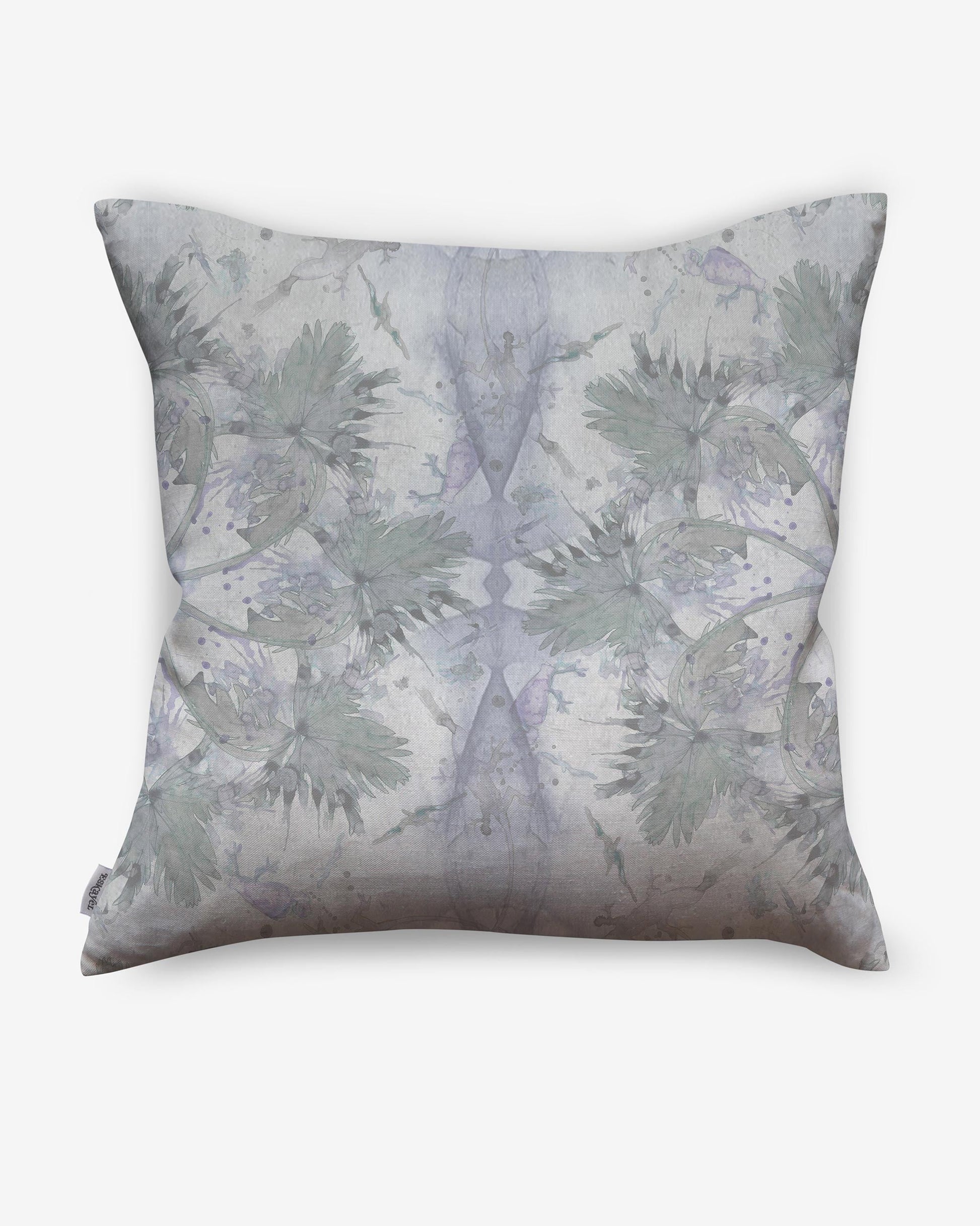 A Laurel Forest Pillow with a purple and white floral pattern
