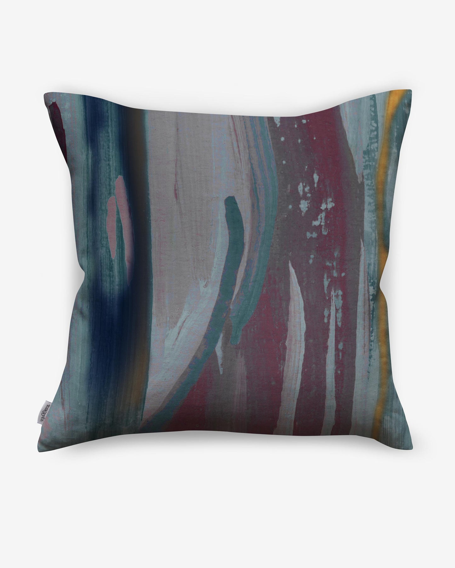 A Tesoro pillow with a Majorelle-inspired abstract painting on luxury fabric