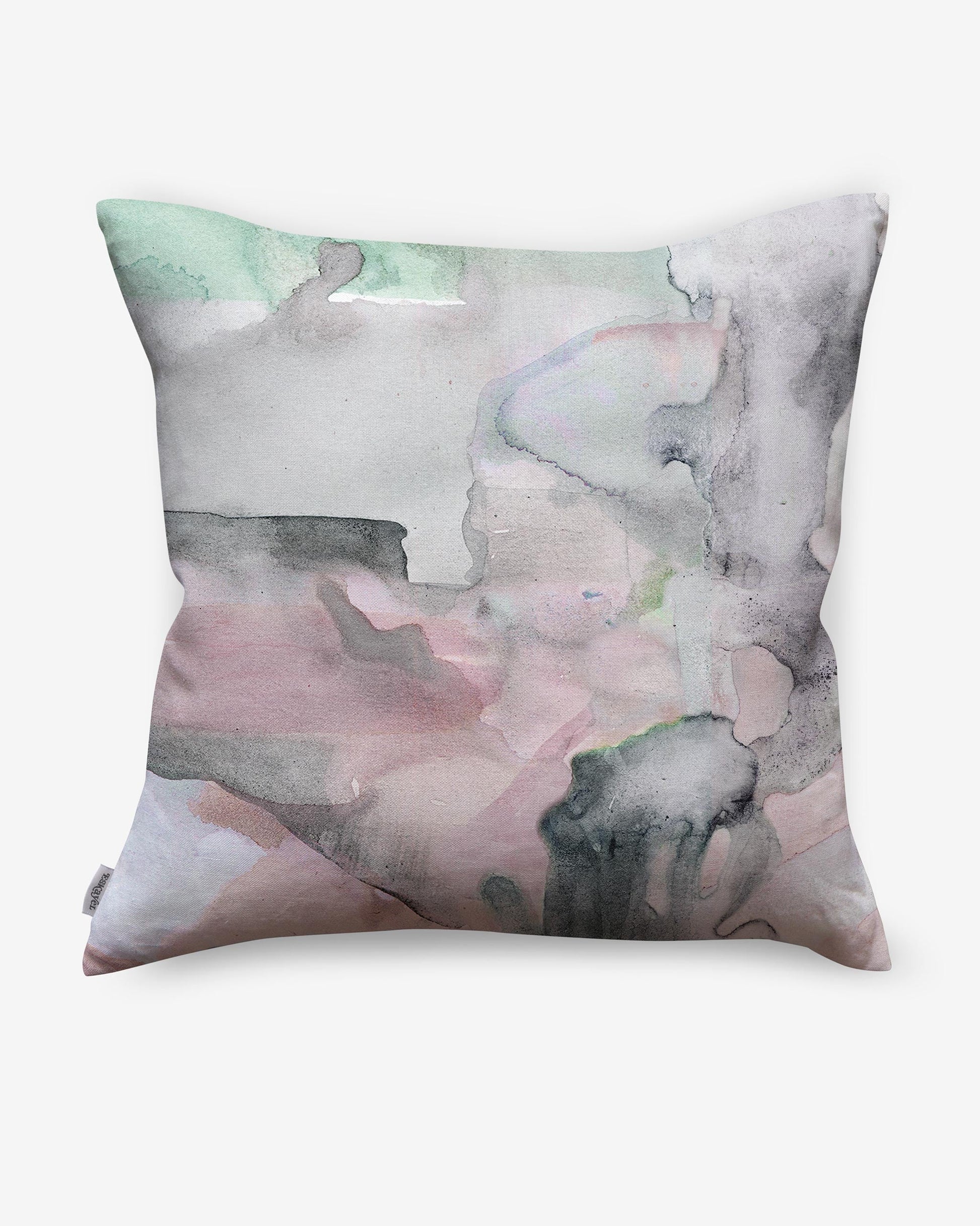 A luxury fabric Palmeraie Pillow with a watercolor painting in Marrakech