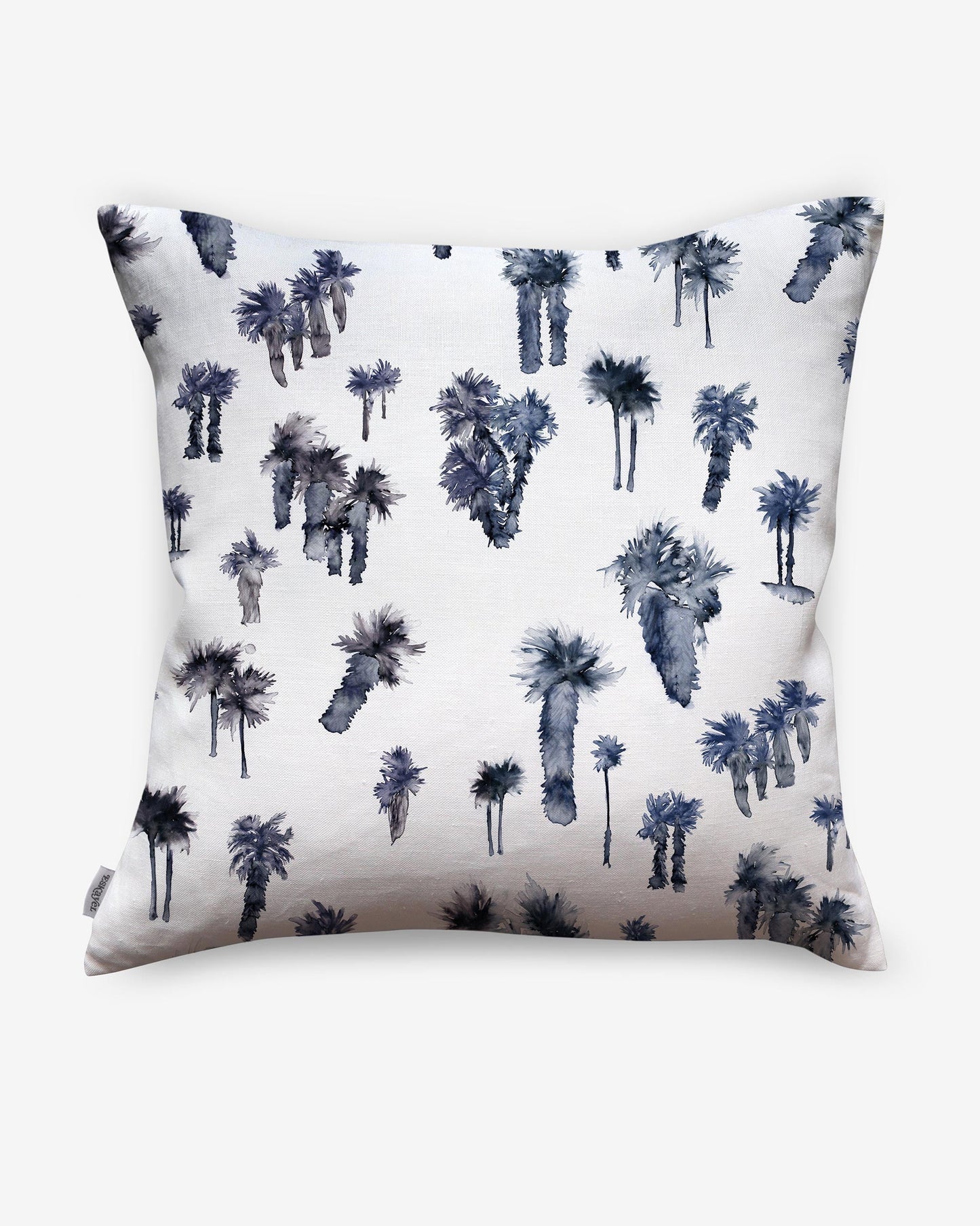 A luxury Perfect Palm Pillow Midnight with palm trees in a watercolor style